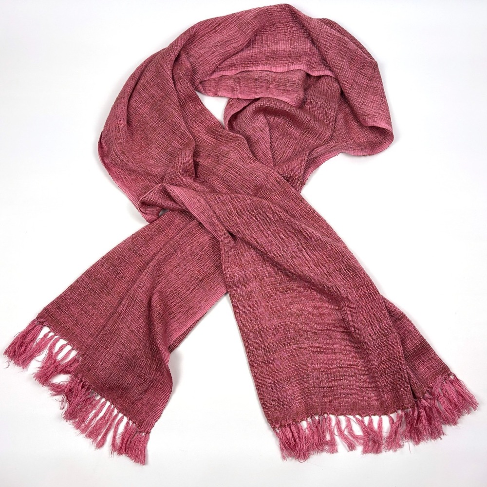 Eternal Threads 100% Wild Silk Scarf Pink Hand Loomed in Madagascar Lamba Landy